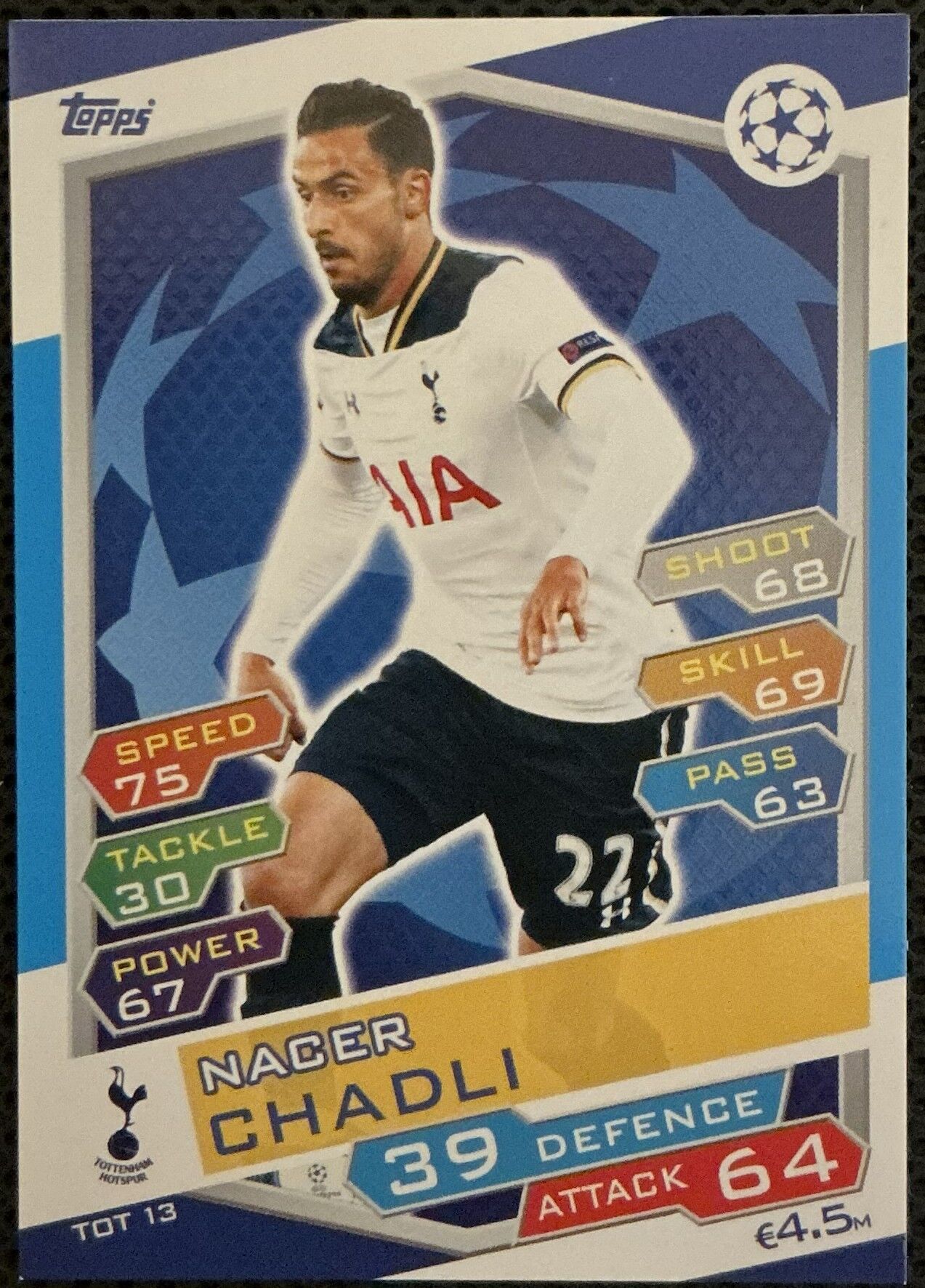 Topps Match Attax Single Kart 2016-17 UEFA Champions League Nacer Chadli