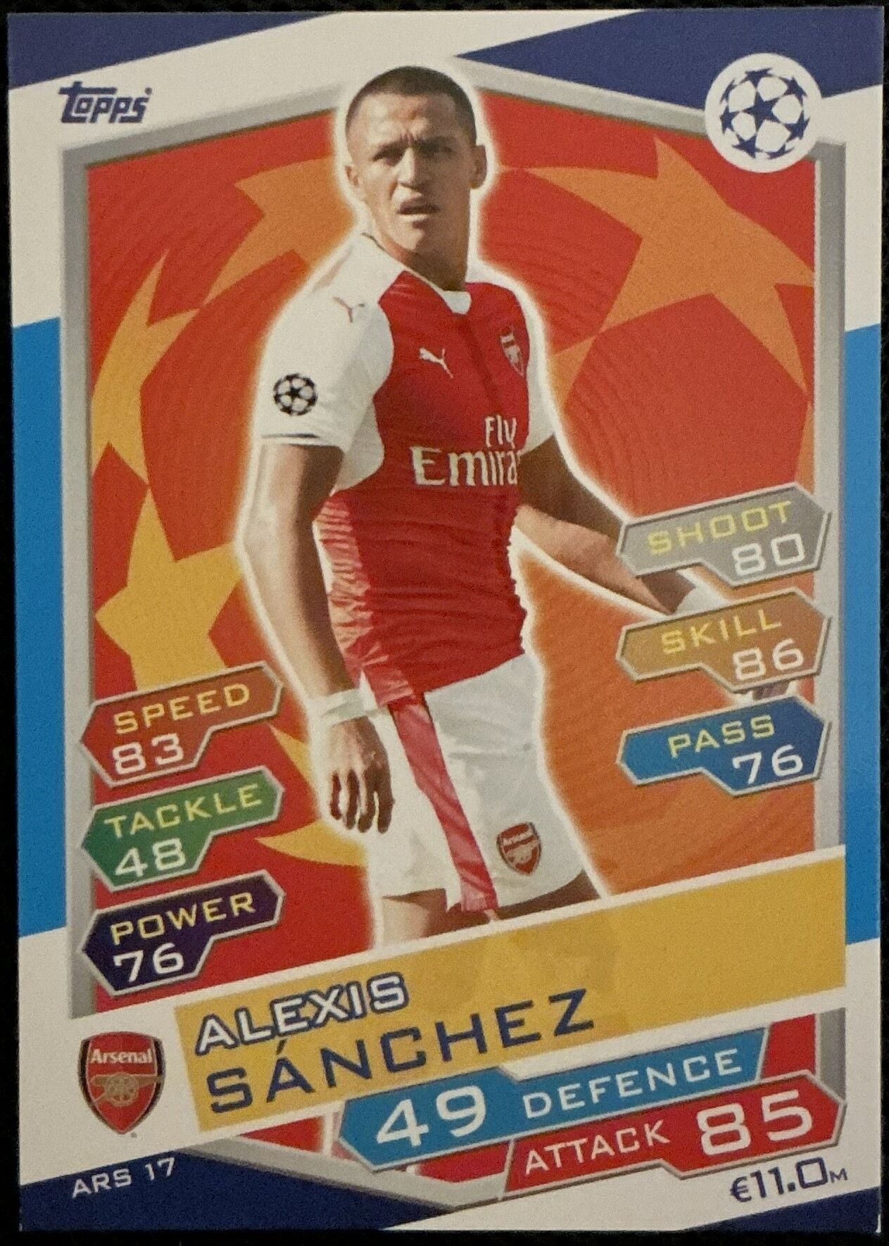 Topps Match Attax Single Kart 2016-17 UEFA Champions Alexis Sánchez